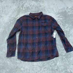 Bass Outdoor XL Stretch Flannel Shirt Fudge Plaid Cotton-Polyester NWT 6434